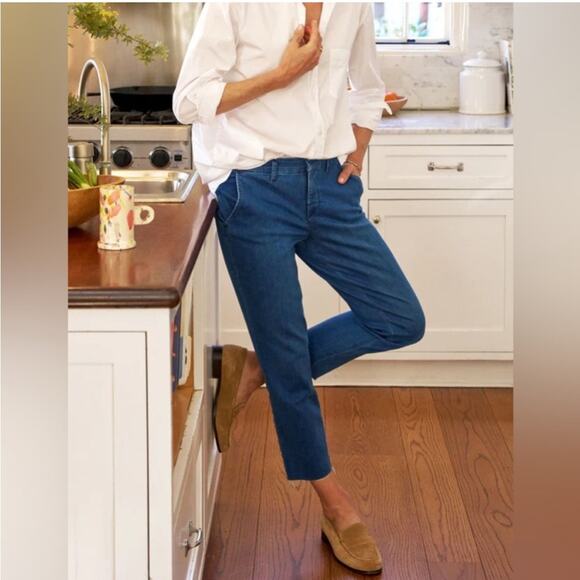 Frank & Eileen Wicklow Italian Blue Denim Crop Chinos 2 - Picture 1 of 7